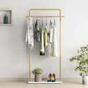 TIEOU Gold Coat Racks with Shelf, Heavy Duty Gold Clothing Racks for Boutiques, Free-Standing Metal Garment Rack for Hanging Clothes, Modern Clothes Rack Entryway