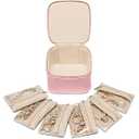 Vlando Jewelry Travel Case,Travel Jewelry Organizer with Clear Velvet Jewelry Bags 6Pcs Zipper Pouch for Women Girl Traveler Gift-Strawberry, Pink