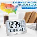 Atomic Clock, 10" Digital Clock Large Display, Wall Clocks Battery Operated with Backlight, Wireless Outdoor Sensor, Alarm Clock Indoor Outdoor Temp, 4 Time Zones, Auto DST, Clock for Bedroom (Sliver)