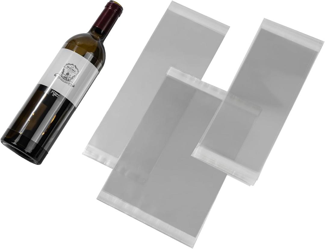 Wine Label Protector Film – Pinot Noir Size (50 pcs), Transparent Wine Label Covers with Double-Sided Adhesive, Wedding & Celebration Gift