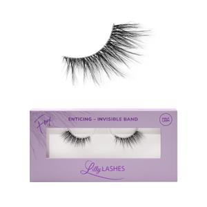 Lilly Lashes Sheer Band, False Eyelashes with Invisible Band Lashes, Half Lashes Natural Look, Half Lash Cateye Style, Reusable Eyelashes 20x, Lash Glue not Included, 13.5mm (Enticing)