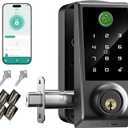 IRONZON Smart Door Lock Deadbolt Lock with Touchscreen Keypad, Fingerprint Door Lock for Front Door, 5-in-1 Keyless Entry Door Lock, App Control, 4 IC Cards, Auto Lock, 15-Min Installation