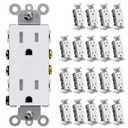 (20 Pack) CML 15 Amp Matte White Decorator Wall Receptacle Outlet, Child-Safe Tamper Resistant Standard Electrical Outlets, 15A/125V, UL Listed