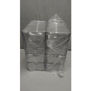 Acrylic Desk Organizers And Accessories, Office Desktop Drawers, Plastic Makeup Organizer Containers Bins With Drawers Desk Organization, Bathroom Organizers Storage Case Box Cube, 4 Pack 