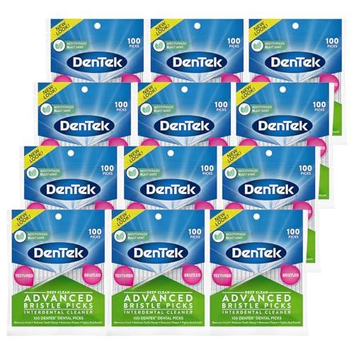 DenTek Deep Clean Bristle Picks, Removes Food & Plaque, 100 Count, Pack of 6