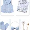 DISAUR Boys Suits Toddler Tuxedo Suit Wedding Ring Bearer Outfit Vest Pants Dress Shirt Bowtie Boutonniere for 5-6 Years