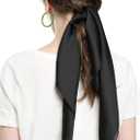 MEANBEAUTY Head Scarf for Women Like Silk Scarf Square Scarves Satin Bandanas Neck Scarfs 27.5 Inch with Gift Packed (Black)