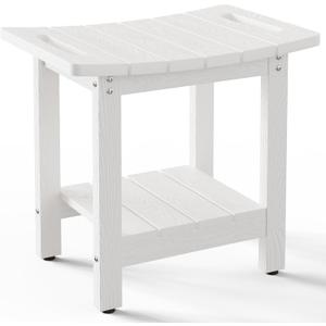 HIPS Shower Benches for Inside Shower, Shower Stool with Space-Efficient Storage Shelf, Waterproof Shower Chair Seat for Spa Bathroom(White)