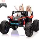 2 Seaters 24V Ride on UTV with Remote Control,10AH Battery, 400W Powerful Motors with 17" EVA Wheels, 20.5 Seat Width Electric Ride Toy with Metal Suspension,LED Lights,Music,Horn (Red)