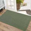 BEQHAUSE Dirt Trapper Door Mat 20" x 32", Non-Slip Washable Doormats Entrance Mat, Dirt Resistant and Absorbent Welcome Mat, Low Profile Floor Mats for Front Back Door and Entryway, Green