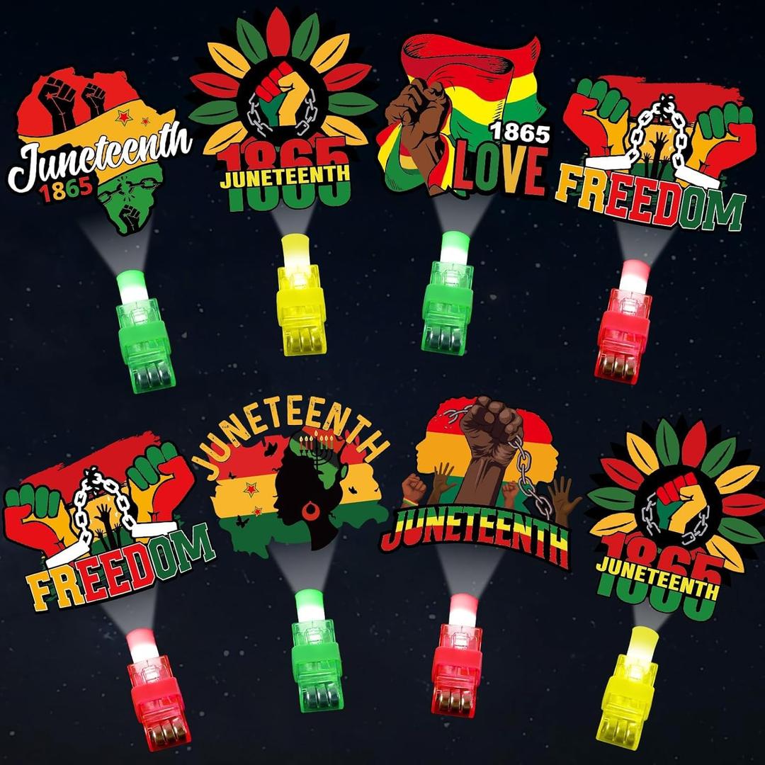 36Pcs Juneteenth LED Finger Lights Juneteenth Party Favor Glow in the Dark Light Up Finger Light Freedom Day Themed s Bulk for Birthday Party Goodie Bag Stuffer Birthday Gifts Prize
