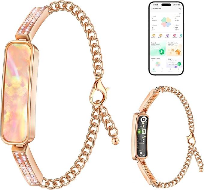 Irondance Valentines Day Gifts  Smart Bracelet for Women, Stylish Activity Fitness Trackers, 24/7 Heart Rate, HRV, Blood Oxygen &Stress Monitor, Health & Sleep Tracker for iOS & Android (Rose Gold)