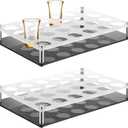 STARVAST 2 PCS 24 Shot Glass Holder, Acrylic Shot Glass Tray Holder for Party, Glasses Server Tray Cup Organizer for Bar, Club & Family Gathering, Black & Clear (Hole: 1.2")
