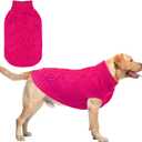 SCENEREAL Knitted Dog Sweater for Large Medium Small Dogs, Cat Dog Winter Coat Warm Sweatershirts Outfits, Classic Pet Clothes with Leash Hole, Soft Pet Knitwear Apparel for Girls Boys, Rose Red L