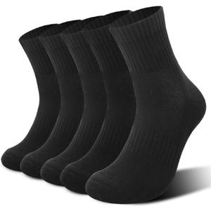 Kodal Copper Ankle Running Socks for Men Women Cushion Cotton Quarter Socks Odor Control for Smelly Sweaty Feet 5 Pairs (10-14, Black)
