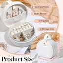 6 Pack Travel Jewelry Case, Mini Leather Bridesmaid Jewelry Gift Box Bulk, Half Moon Design, Detachable Handle, Small Earring Storage Organizer for Women Girls Bridesmaid Proposal Gifts (White)
