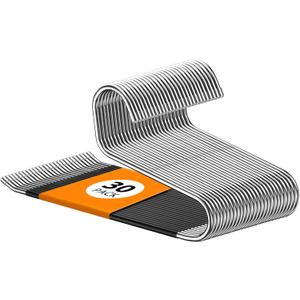 Pants Hangers Non Slip - 30 Pack Open Ended Hangers for Pants, Metal Jean Rack for Closet Women and Men, Space Saving Design for Slacks Trouser Blanket, Organization and Storage (Black)