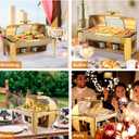 ROVSUN 9QT Chafing Dishes for Buffet, Roll Top Chafing Dish Buffet Set, Stainless Steel Buffet Warmer Chafers and Buffet Warmers Sets with Glass Window for Catering Events Parties Weddings, Gold
