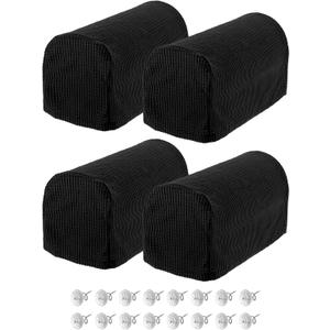 uxcell Stretch Armrest Covers Armchair Anti-Slip for Chairs Sofas Couch Arm Covers Recliner Sofa with Twist Pins Black 4 Pcs