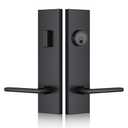 SNBTLA Matte-Black Front Door Handle - Modern Entry Door Lock Set with Deadbolt,Exterior Door Lever 3 Keys for Left & Right Hand Door (Black)