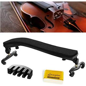 SUEWIO Violin Shoulder Rest for 4/4-3/4 Size, with Collapsible and Height Adjustable Feet, Including a Violin Practice Mute