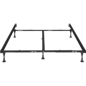 Bed Frame With 6 Legs On Glides , Queen, Black