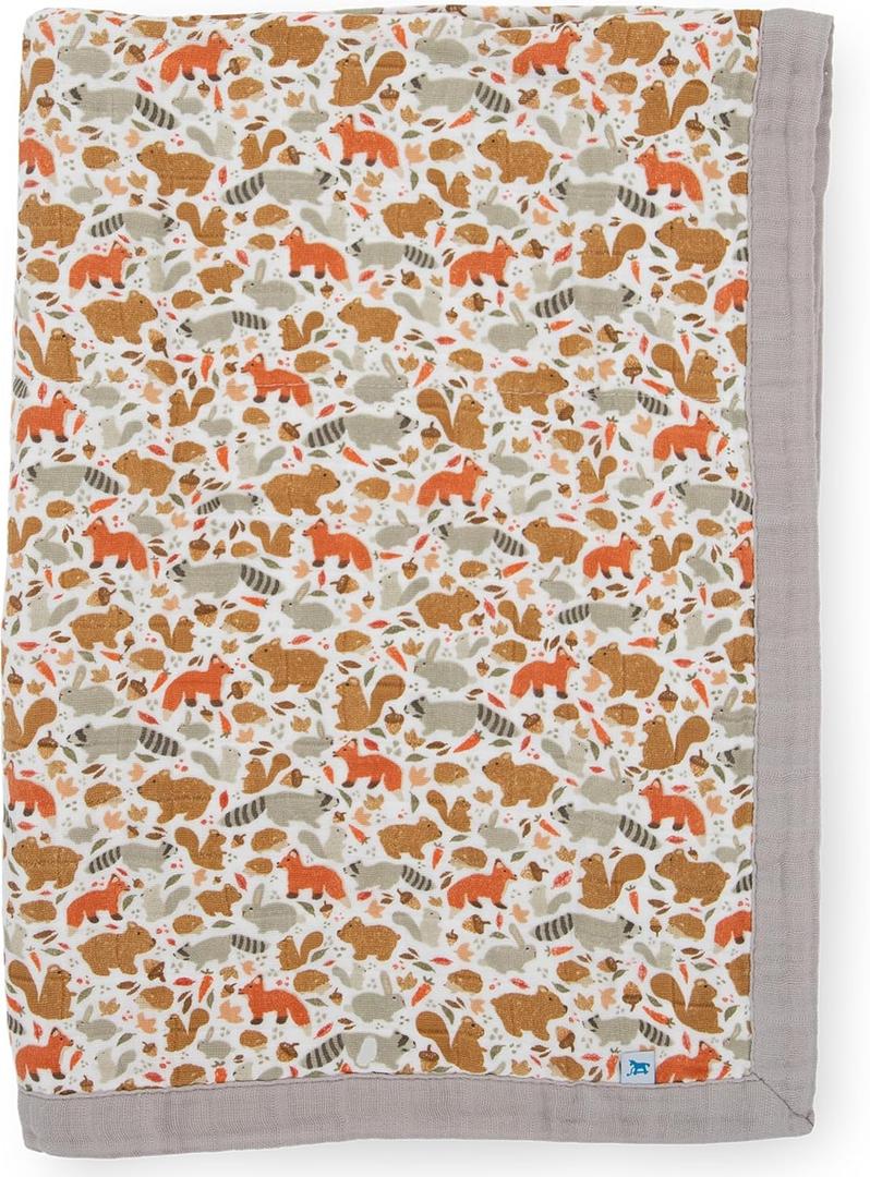 Little Unicorn Newborn Receiving Quilt | Ultra- Soft, Multi-Layered Muslin Fabric | Gift for Newborns & on-The-go (Fall Friends) (30"x40")