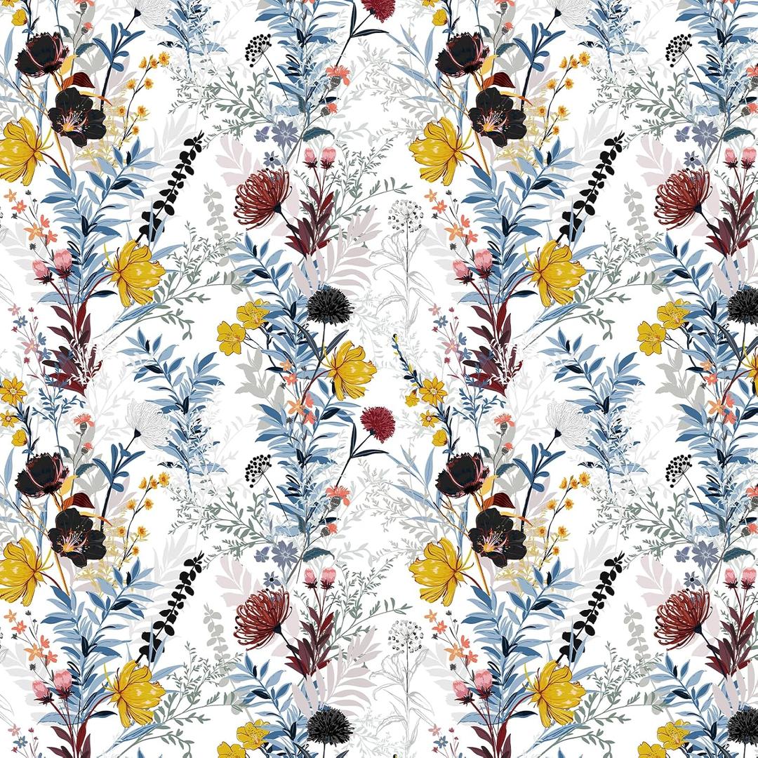 Timeet Peel and Stick Wallpaper Floral Wallpaper 17.3" x 200" Boho Vintage Flower Wall Paper Self Adhesive Removable Contact Paper Vinyl for Bedroom Cabinet Shelf Decor