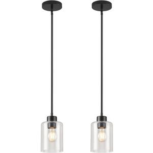 Black Pendant Lights Kitchen Island - Seeded Glass Pendant Light Fixture Multiple Stems Rods 3 Units 12 Inch 3 Units 4 Inch (2 Pack Black Seeded Downrod)