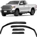 CLIM ART in-Channel Incredibly Durable Rain Guards for Toyota Tundra 2007-2021 Double Cab, Original Window Deflectors, Vent Window Visors, Vent Deflector, Dark Smoke Truck Accessories, 4 pcs- 607065