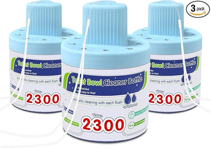 Msvvko Toilet Bowl Cleaner, Automatic Long-Lasting Blue Toilet Cleaner Bottle, Septic Safe Toilet Bowl Tablets in Bottles, Fresh Bathroom & Deodorize, 3 Pack, 2300 Flushes Each
