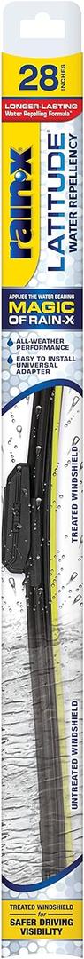 Rain-X 5079282-2 Latitude 2-In-1 Water Repellent Wiper Blades, 28 Inch Windshield Wipers (Pack Of 1), Automotive Replacement Windshield Wiper Blades With Patented Repellency Formula