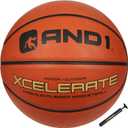 AND1 Xcelerate Rubber Basketball: Official Regulation Size 7 (29.5") - Deep Channel Construction Streetball, Made for Indoor Outdoor (Orange Classic)