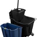 Carlisle FoodService Products Omnifit Mop Bucket with Side Press Wringer and Soiled Water Insert for Floor Cleaning, Kitchens, Restaurants, And Janitorial Use, Polypropylene (Pp), 35 Quarts, Black