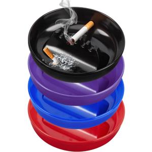 Ash Tray for Indoor/Outdoor Ashtray for PatioHomeOffice Decor,Vintage Plastic Ashtrays With 5 Cigarette Ports,Cool Home Ashtrays Round 4-pack of Mixed Colors