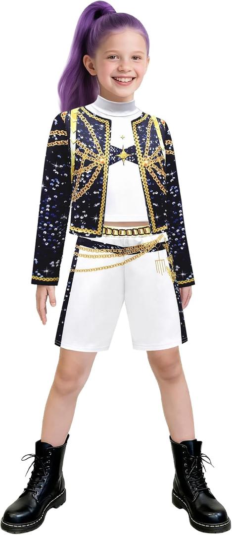 Girls Fashion Singer Outfit Youth Halloween Clothes Party (9-10 Years)