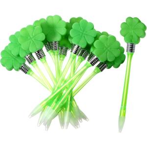 Zonon St. Patrick's Day Pens Shamrock LED Ballpoint Pens Four Leaf Clover Flashing Black Gel Ink Pen Glow in the Dark Pens Birthday Presents Office Supplies(12 Pieces)