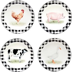 Certified International Farm 9" Salad/Dessert Plates, Multicolored, 9" x 9", Set of 4