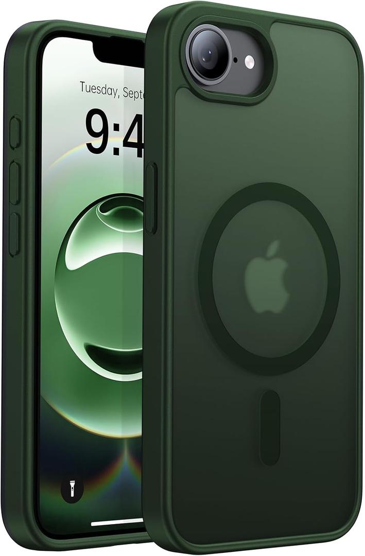 Magnetic Shockproof for iPhone 16e Case 2025[Compatible with MagSafe][Military-Grade Protection] Anti-Yellowing,Anti-Scratch Matte Back Protective Phone Case for iPhone 16 e case 6.1",Green