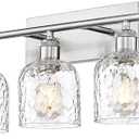 zeyu Modern Brushed Nickel Bathroom Lights Fixture, 35 Inch 5 Light Vanity Lighting Over Mirror, Brushed Nickel Finish with Clear Hammered Glass, ZJF63B-5W BN