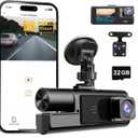 WiFi 1080P 3 Channel Dash Camera for Car Front and Inside Dashcam Car Security Video Recorder,170Wide Angle Vehicle Cam,WDR,G-Sensor,Loop Recording,Night Vision (WiFi 3Channel Dash Cam With 32G Card)