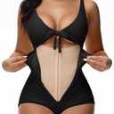 SHAPSHE Women Sexy Cutout One Piece Swimsuits Tummy Control High Waisted Halter Front Tie Knot Bathing Suit Black Swimsuit, L