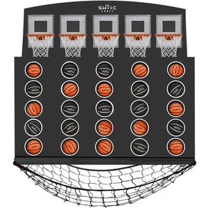 Swooc Games - Low Post Lineup | Wall Mounted Giant Basketball 4 In A Row w/ 5+ Games | Basketball Hoop For Room Wall Games | Game Room Games | Mini Basketball Hoop Indoor Connect | Four In A Row Game