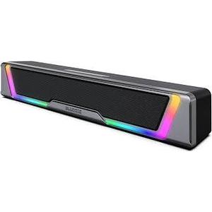 Bluedee Computer Speakers for Desktop PC, 3.5mm Aux PC Speakers for Desktop with Dynamic RGB Light, Wired USB Plug & Play Computer Sound Bar, Inline-Controlled Gaming Speakers for PC, Laptop