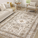 Vintage Living Room Area Rug 5x7 - Large Soft Washable Oriental Traditional Distressed Farmhouse Rugs for Bedroom - Indoor Floor Accent Carpet for Home Office House Decor - Beige