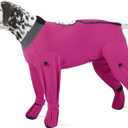 ROZKITCH Dog Surgical Recovery Suit, Long Sleeve for Post-Operative Wounds, Prevent Licking & Shedding, E-Collar Alternative for Large Dogs (Male/Female) 4-Leg Rosered XL