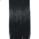 MapofBeauty 24" Long Straight Clip in Hair Extensions Hairpieces (Black)