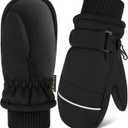 Toddler Mittens Kids Snow Ski Mitten Baby Fleece Warm Waterproof Windproof Gloves for Boys Girls (2-4 Years, Black)