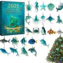 Sea Glass Advent Calendar 2025, 24-Day Christmas Countdown Calendar Featuring Realistic Marine Life Decorations, Sea Glass Marine Life Advent for Kids, Collectors & Ocean Lovers