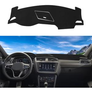 Dashboard Cover Mat Compatible with Volkswagen VW Tiguan 2017-2022 2023 2024 Dash Cover Nonslip Dash Mat Protector Sunshade No Glare Black